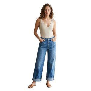 House Of Harlow 1960 Beige Ribbed Thong Bodysuit Closet Staple Versatile Size M